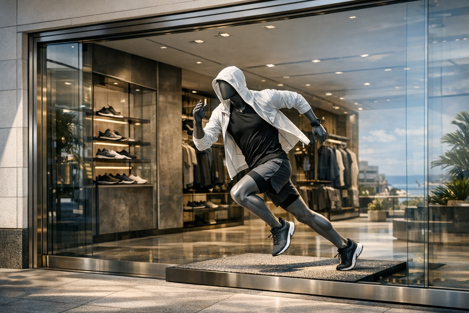 Moving mannequin retail installation in Bondi Junction for premium storefront visibility